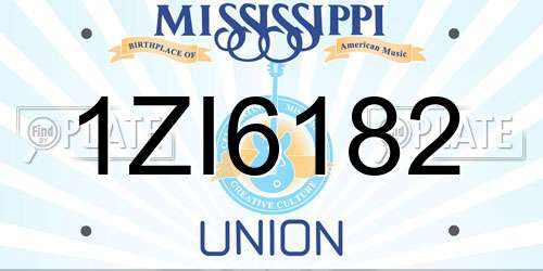 1ZI6182 Mississippi License Plate