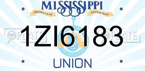 1ZI6183 Mississippi License Plate
