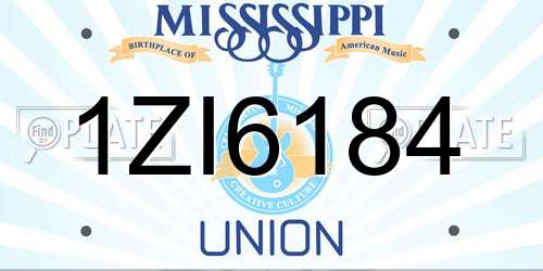 1ZI6184 Mississippi License Plate