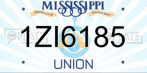 1ZI6185 Mississippi License Plate