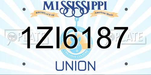 1ZI6187 Mississippi License Plate