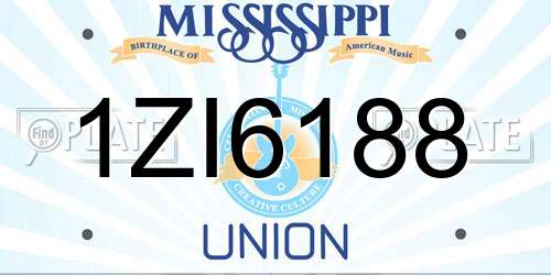 1ZI6188 Mississippi License Plate