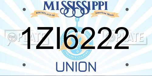 1ZI6222 Mississippi License Plate