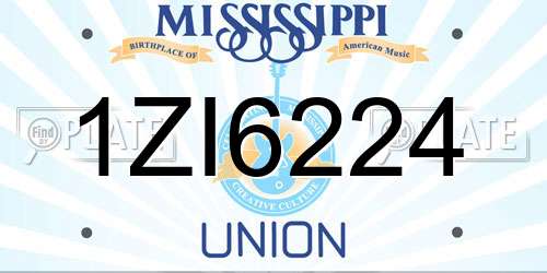 1ZI6224 Mississippi License Plate