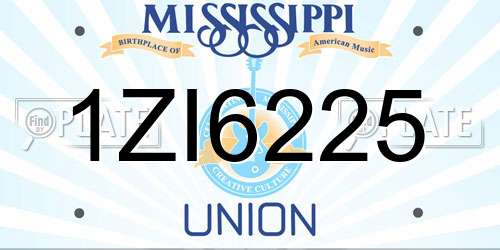 1ZI6225 Mississippi License Plate