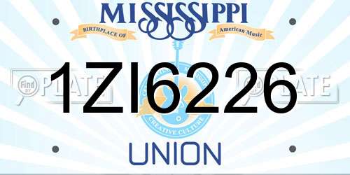 1ZI6226 Mississippi License Plate