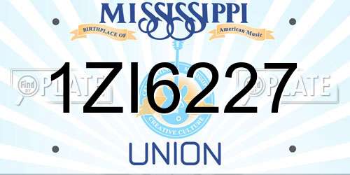 1ZI6227 Mississippi License Plate