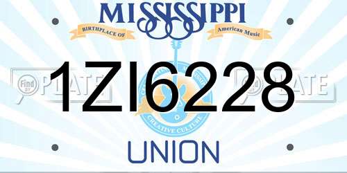 1ZI6228 Mississippi License Plate