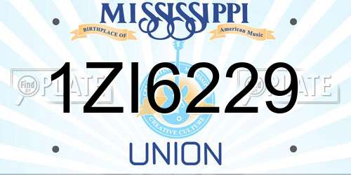 1ZI6229 Mississippi License Plate