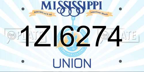 1ZI6274 Mississippi License Plate