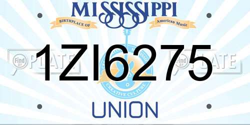 1ZI6275 Mississippi License Plate
