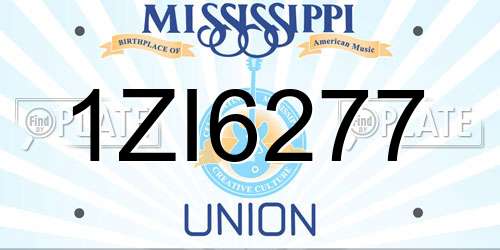 1ZI6277 Mississippi License Plate