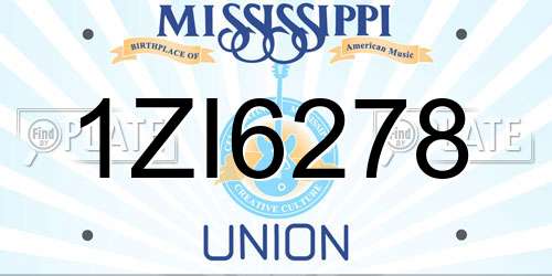 1ZI6278 Mississippi License Plate