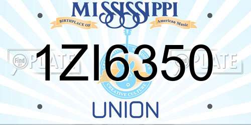 1ZI6350 Mississippi License Plate