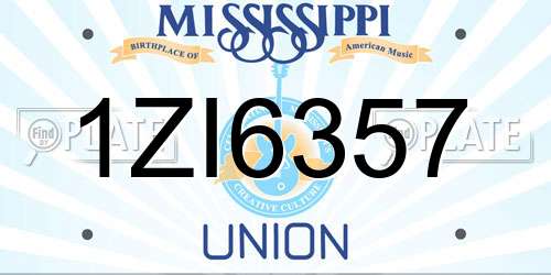 1ZI6357 Mississippi License Plate