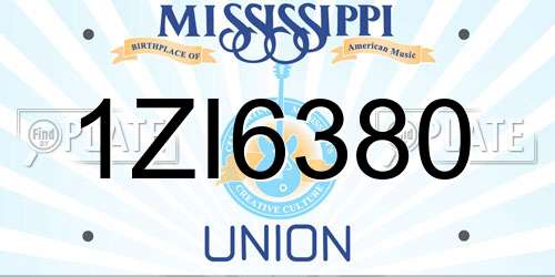 1ZI6380 Mississippi License Plate