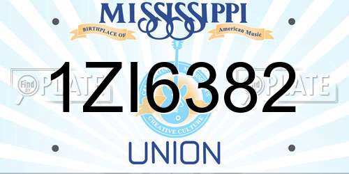 1ZI6382 Mississippi License Plate