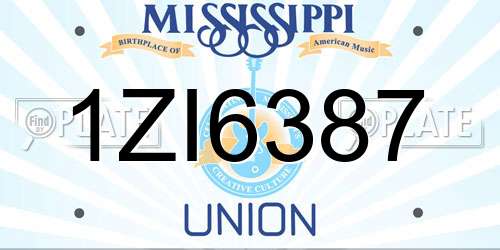 1ZI6387 Mississippi License Plate