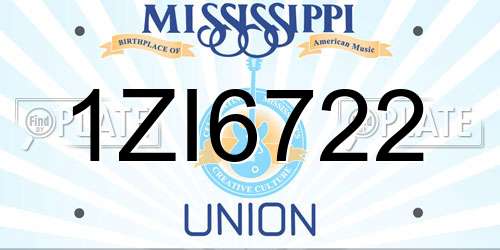 1ZI6722 Mississippi License Plate