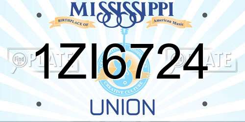1ZI6724 Mississippi License Plate