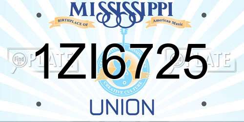 1ZI6725 Mississippi License Plate
