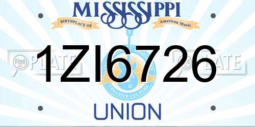 1ZI6726 Mississippi License Plate