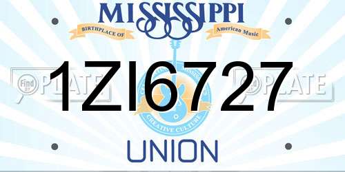 1ZI6727 Mississippi License Plate