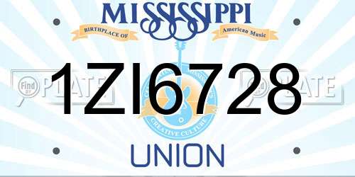 1ZI6728 Mississippi License Plate