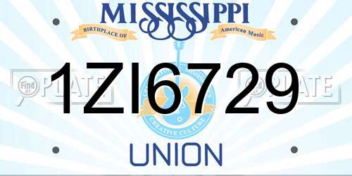 1ZI6729 Mississippi License Plate