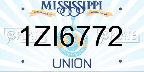 1ZI6772 Mississippi License Plate