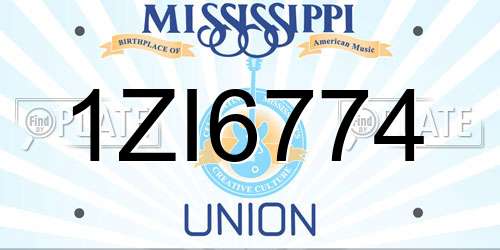 1ZI6774 Mississippi License Plate