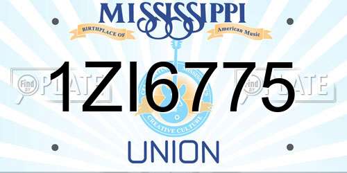 1ZI6775 Mississippi License Plate