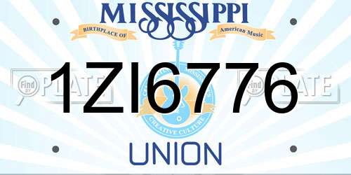 1ZI6776 Mississippi License Plate