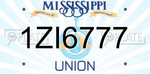 1ZI6777 Mississippi License Plate