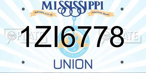 1ZI6778 Mississippi License Plate