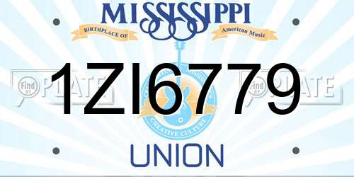 1ZI6779 Mississippi License Plate