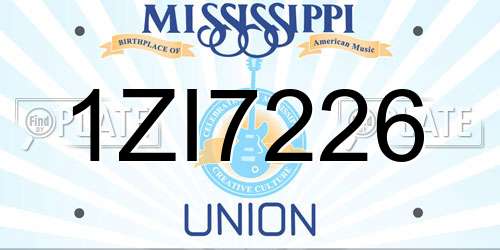 1ZI7226 Mississippi License Plate