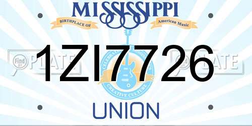 1ZI7726 Mississippi License Plate