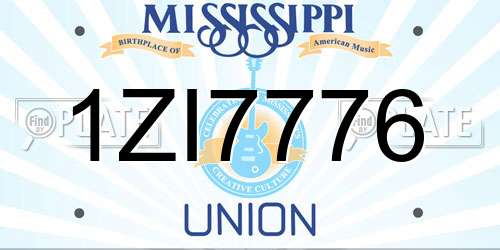 1ZI7776 Mississippi License Plate