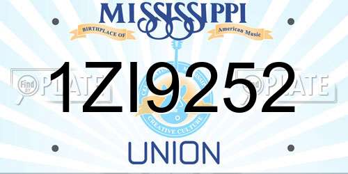 1ZI9252 Mississippi License Plate