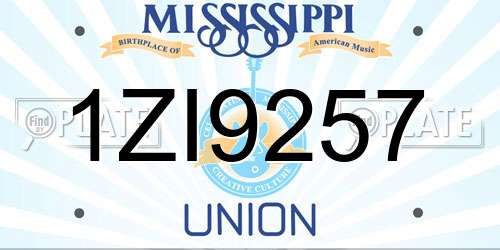 1ZI9257 Mississippi License Plate