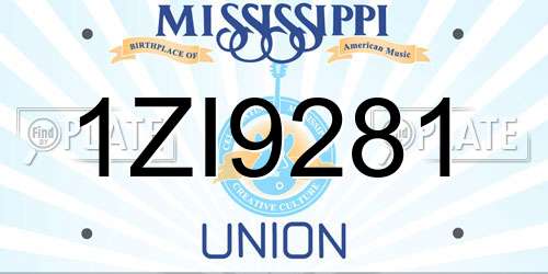 1ZI9281 Mississippi License Plate