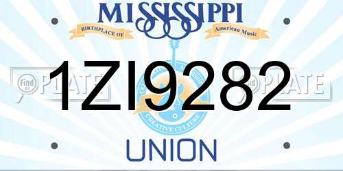 1ZI9282 Mississippi License Plate