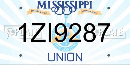 1ZI9287 Mississippi License Plate