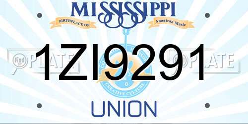 1ZI9291 Mississippi License Plate