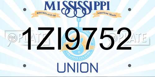 1ZI9752 Mississippi License Plate