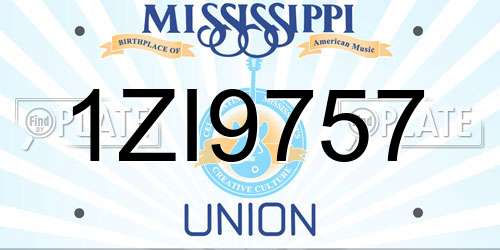 1ZI9757 Mississippi License Plate