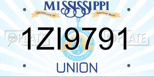 1ZI9791 Mississippi License Plate