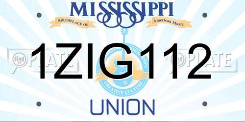 1ZIG112 Mississippi License Plate