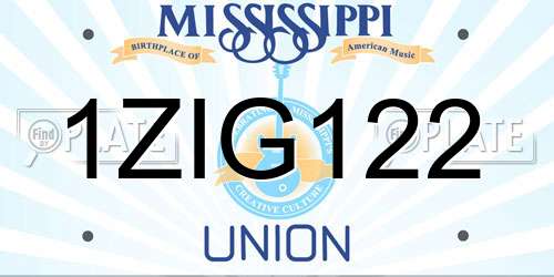 1ZIG122 Mississippi License Plate